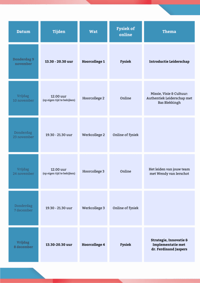 Programma Groeicollege Leiderschap najaar 2023